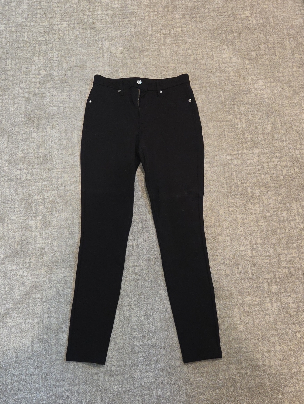 Good American Good Waist High Rise Skinny Pants Black Ponte GWP530T Womens 8/28